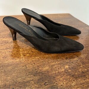 Salvatore Ferragamo Black Suede Mules